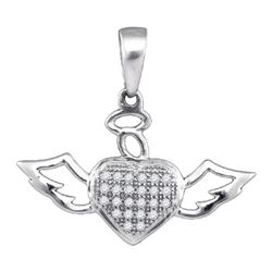 10KT White Gold 0.10CTW DIAMOND HEART PENDANT