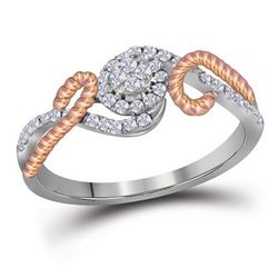 10kt White Gold Womens Round Diamond Rose-tone Rope Clu