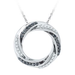 10KT White Gold 0.25CTW BLACK DIAMOND FASHION PENDANT