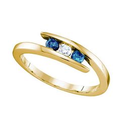 10KT Yellow Gold 0.25CTW BLUE DIAMOND FASHION BAND