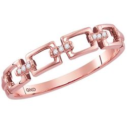 10kt Rose Gold Womens Round Diamond Chain Link Stackabl