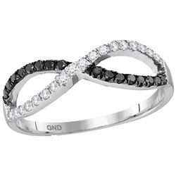 10kt White Gold Womens Round Black Colored Diamond Infi