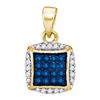 Image 1 : 10K Yellow-gold 0.25CTW BLUE DIAMOND MICRO-PAVE PENDANT