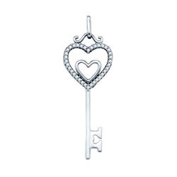 10KT White Gold 0.10CTW DIAMOND KEY PENDANT