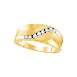 10kt Yellow Gold Mens Round Natural Diamond Band Weddin