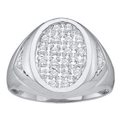 10KT White Gold 0.25CTW DIAMOND MENS CLUSTER RING