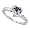 Image 1 : 925 Sterling Silver White 0.13CTW DIAMOND HEART RING