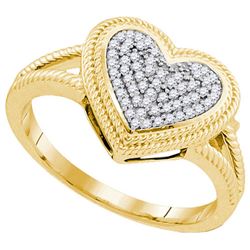 10K Yellow-gold 0.15CTW DIAMOND MICRO-PAVE HEART RING