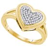Image 1 : 10K Yellow-gold 0.15CTW DIAMOND MICRO-PAVE HEART RING