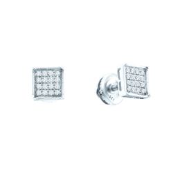 Sterling Silver Womens Round Pave-set Diamond Square Cl