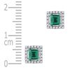 Image 2 : Womens 10K White Gold Halo Square Lab Emerald Real Diam
