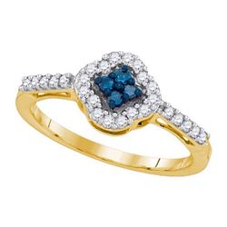 10K Yellow-gold 0.30CTW BLUE DIAMOND FASHION RING