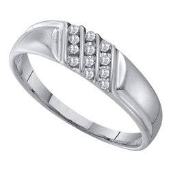 10KT White Gold 0.12CT DIAMOND MENS FASHION BAND