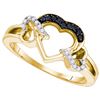 Image 1 : 925 Sterling Silver Yellow 0.13CTW DIAMOND HEART RING