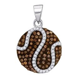 10KT White Gold 0.45CTW COGNAC DIAMOND MICRO-PAVE PENDA