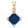Image 1 : 14K Yellow-gold 0.15CTW BLUE DIAMOND MICRO-PAVE PENDANT