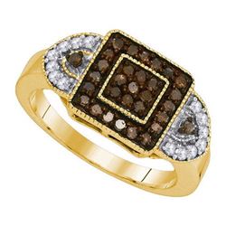 10K Yellow-gold 0.50CTW COGNAC DIAMOND FASHION RING