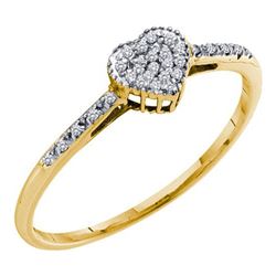 10KT Yellow Gold 0.07CTW DIAMOND FASHION HEART RING