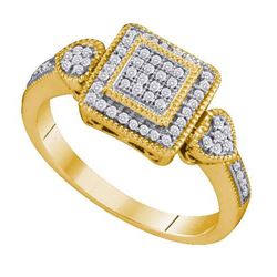 10KT Yellow Gold 0.20CTW DIAMOND MICRO PAVE RING