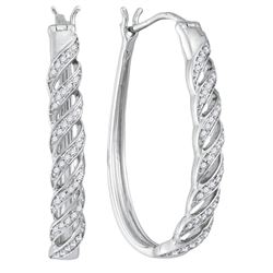 Womens 10K White Gold Twisted Spiral Swirl Real Diamond