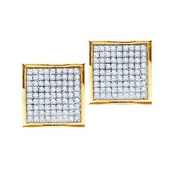 14kt Yellow Gold Womens Round Pave-set Diamond Square C