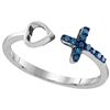 Image 1 : Sterling Silver Womens Round Blue Colored Diamond Cross