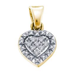 925 Sterling Silver Yellow 0.03CTW DIAMOND HEART PENDAN