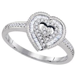 10KT White Gold 0.24CTW DIAMOND HEART RING