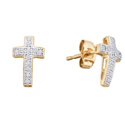 10kt Yellow Gold Womens Round Natural Diamond Cross Clu