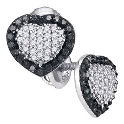 10KT White Gold 0.50CTW BLACK DIAMOND MICRO-PAVE EARRIN