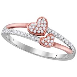 10kt Two-tone Rose Gold Womens Round Natural Diamond He