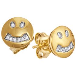 10kt Yellow Gold Womens Round Diamond Smiley Face Screw