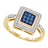 Image 1 : 10KT Yellow Gold 0.25CTW BLUE DIAMOND MICRO-PAVE RING