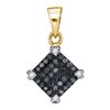 Image 1 : 14K Yellow-gold 0.15CTW BLACK DIAMOND MICRO-PAVE PENDAN