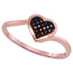 10KT Rose Gold 0.05CTW DIAMOND MICRO-PAVE HEART RING