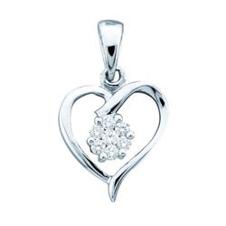 10KT White Gold 0.08CTW DIAMOND LADIES HEART PENDANT