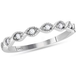 14kt White Gold Womens Round Diamond Stackable Band Rin