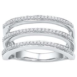 10kt White Gold Womens Round Natural Diamond Striped Fa