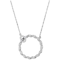 10kt White Gold Womens Round Diamond Circle Pendant Nec