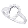 Image 1 : 14KT White Gold 0.05CT DIAMOND HORSE SHOE RING
