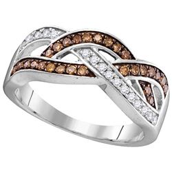 10KT White Gold 0.35CTW COGNAC DIAMOND FASHION RING