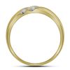 Image 2 : Mens 14K Yellow Gold 2 Row Channel Diamond Wedding Enga