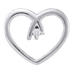 10KT White Gold 0.03CTW DIAMOND HEART PENDANT