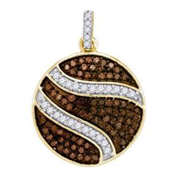 10K Yellow-gold 0.75CTW COGNAC DIAMOND MICRO-PAVE PENDA