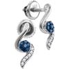 Image 1 : Sterling Silver Womens Round Blue Colored Diamond Clust