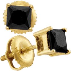 14kt Yellow Gold Womens Princess Black Colored Diamond