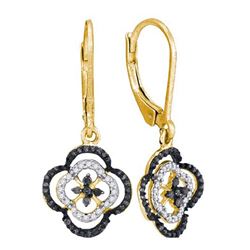 10K Yellow-gold 0.35CTW BLACK DIAMOND MICRO-PAVE EARRIN