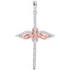 Image 1 : 10KT White Gold Two Tone 0.12CTW-Diamond CROSS PENDANT