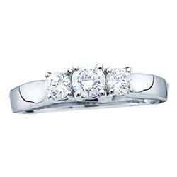 14KT White Gold 0.25CTW DIAMOND 3 STONE RING(EXCELLENT)