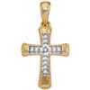 Image 1 : 10kt Yellow Gold Womens Round Diamond Small Flared Cros